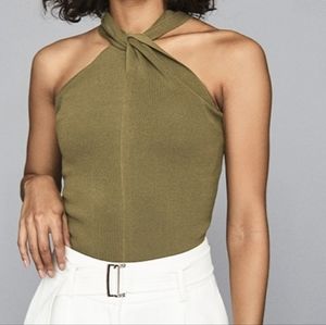 Reiss Olive Halter Neck Blouse